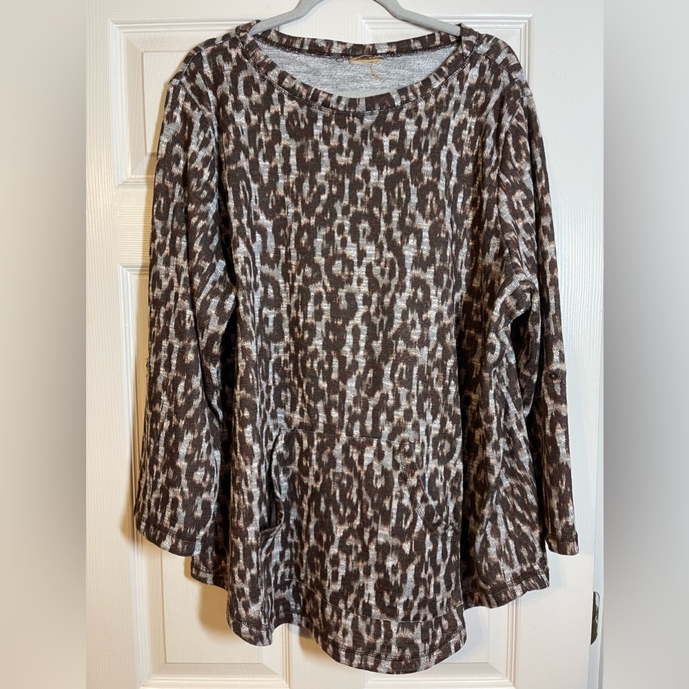 Ruby Rd Women’s Plus Size Leopard Pullover‎ Top Size 3X